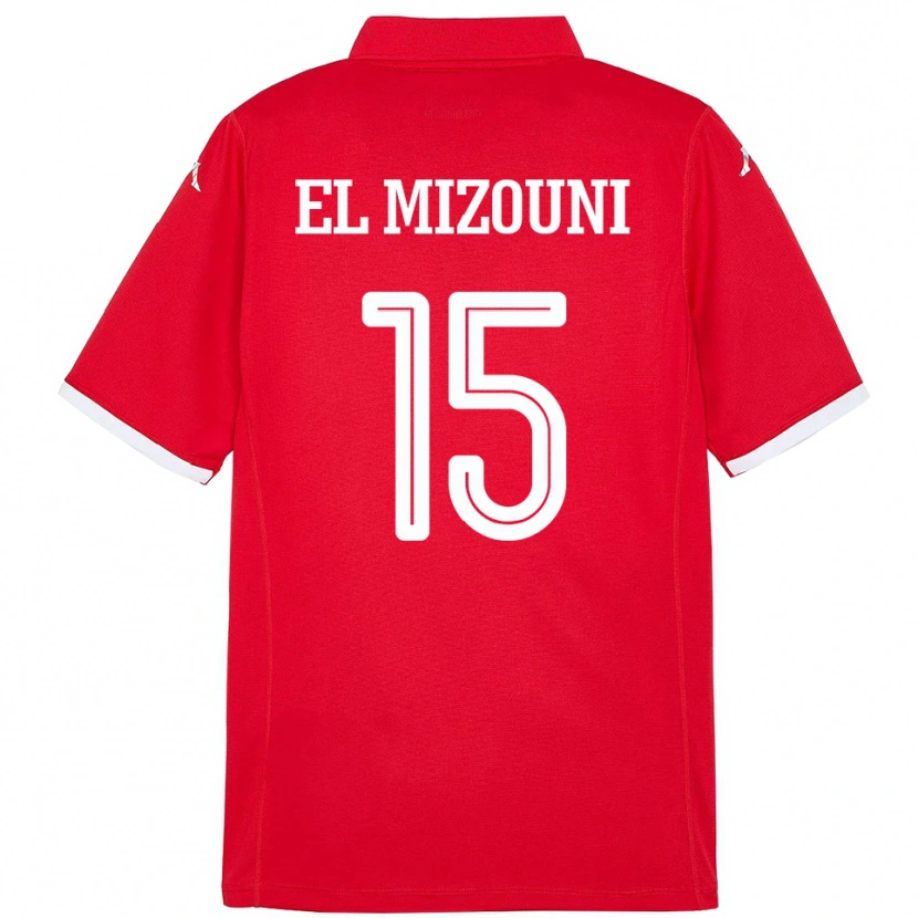 Danxen Hombre Camiseta Túnez Idris El Mizouni #15 Rojo 1ª Equipación 24-26 La Camisa