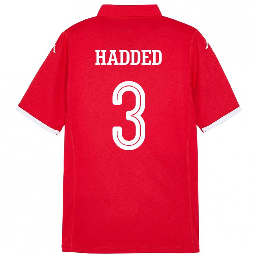 Danxen Hombre Camiseta Túnez Rayen Hadded #3 Rojo 1ª Equipación 24-26 La Camisa