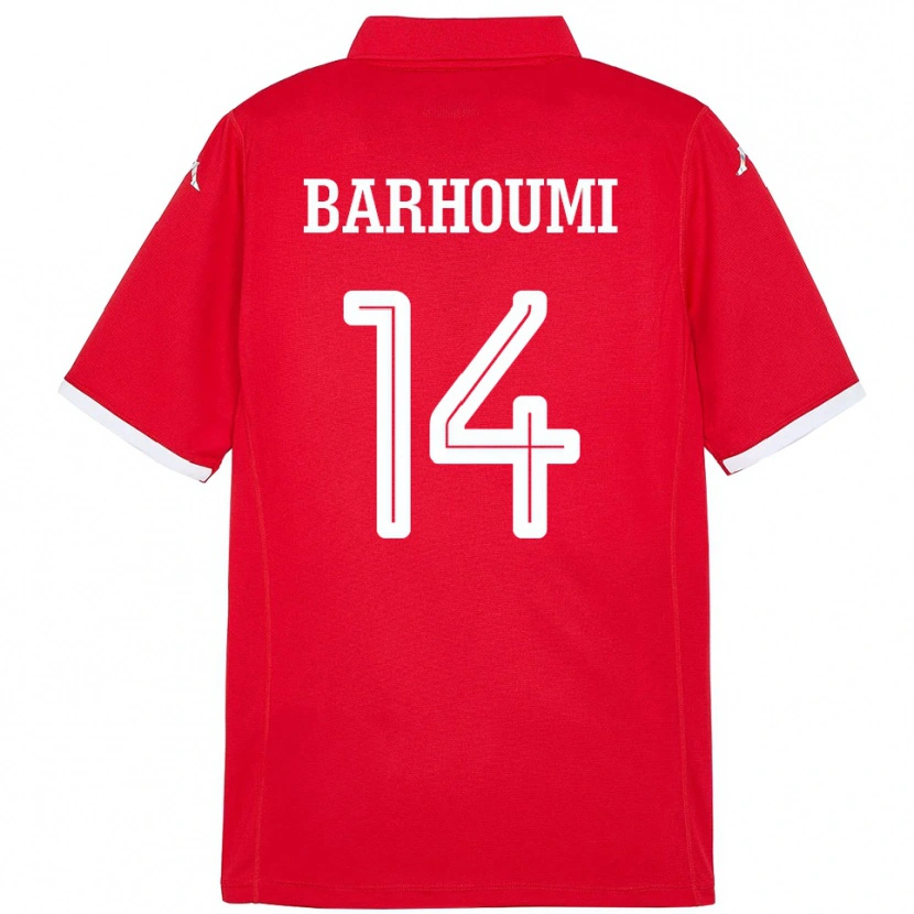 Danxen Hombre Camiseta Túnez Salah Barhoumi #14 Rojo 1ª Equipación 24-26 La Camisa