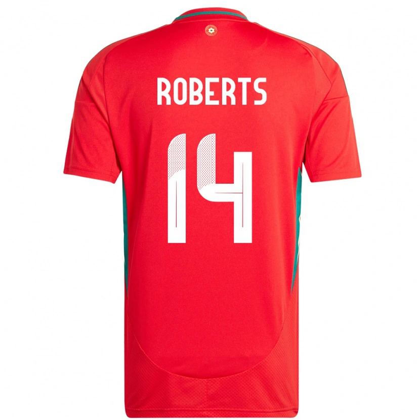 Danxen Hombre Camiseta Gales Connor Roberts #14 Rojo 1ª Equipación 24-26 La Camisa