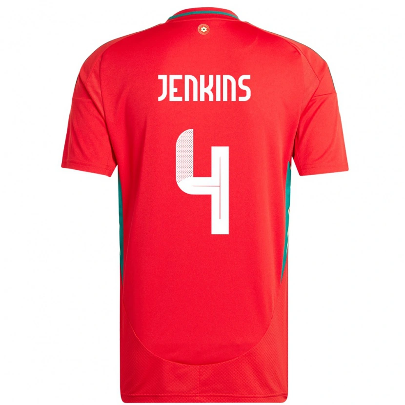 Danxen Hombre Camiseta Gales Lee Jenkins #4 Rojo 1ª Equipación 24-26 La Camisa