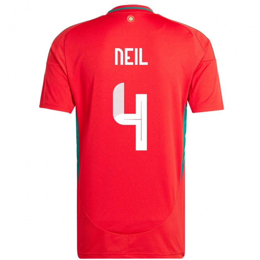 Danxen Hombre Camiseta Gales Marlie Neil #4 Rojo 1ª Equipación 24-26 La Camisa
