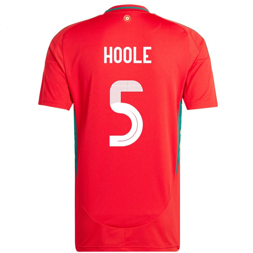 Danxen Hombre Camiseta Gales Luca Hoole #5 Rojo 1ª Equipación 24-26 La Camisa