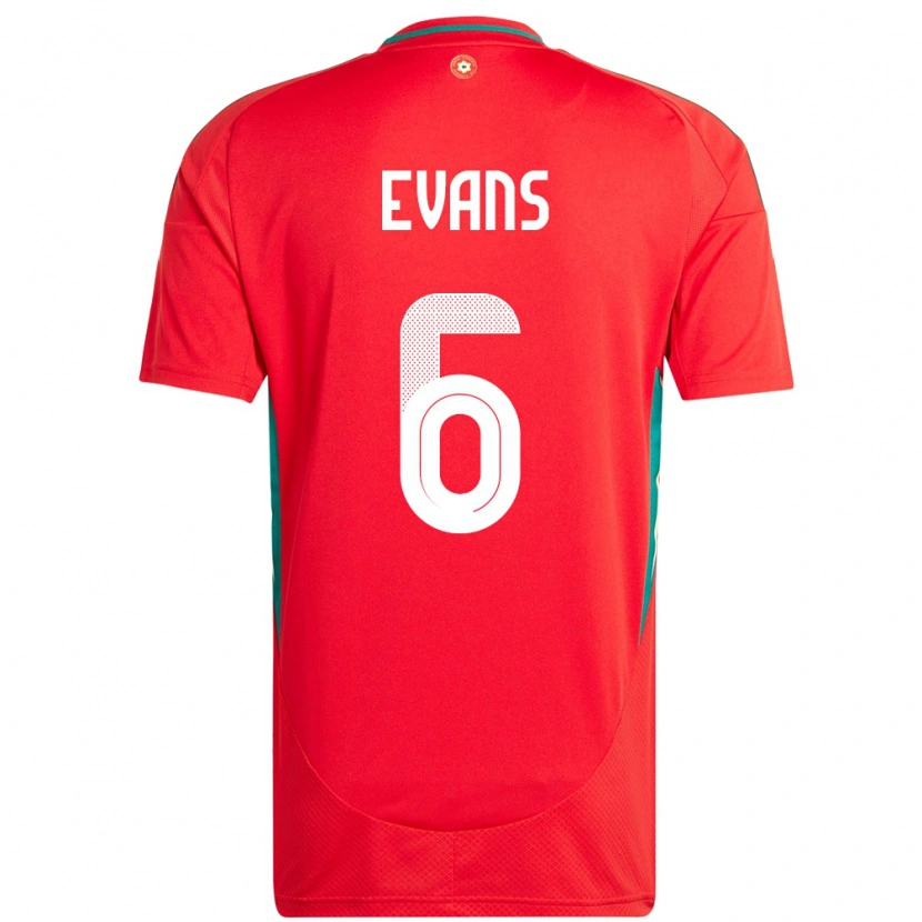 Danxen Hombre Camiseta Gales Louis Evans #6 Rojo 1ª Equipación 24-26 La Camisa