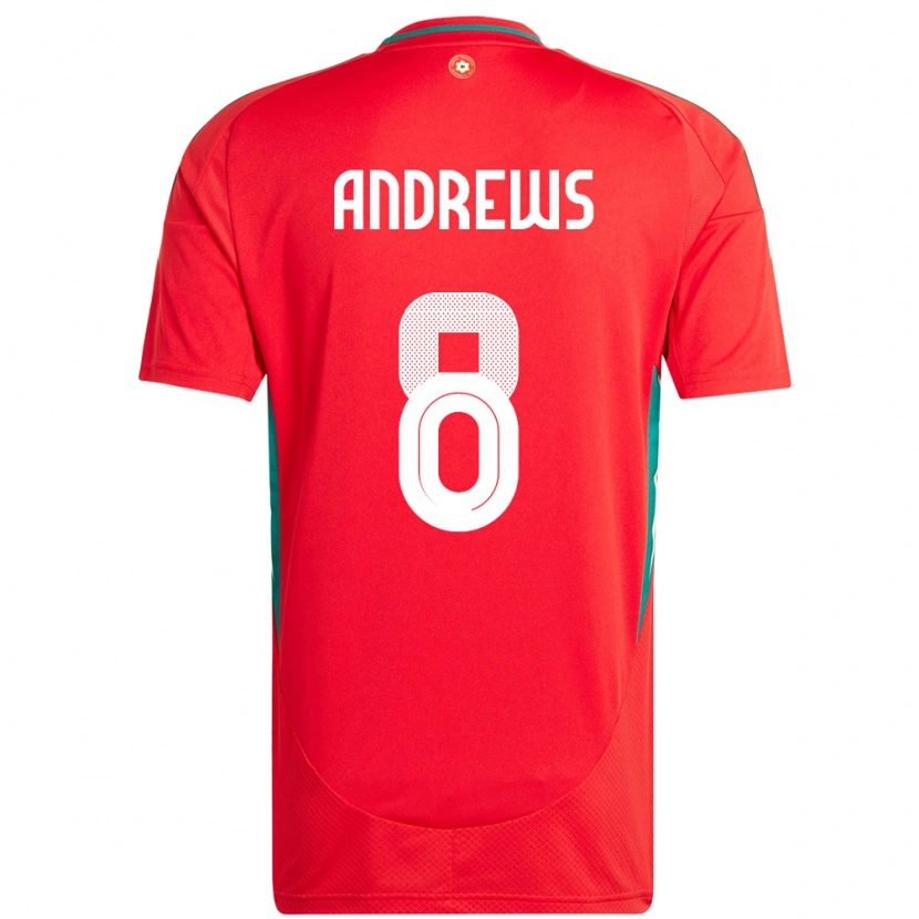 Danxen Hombre Camiseta Gales Kai Andrews #8 Rojo 1ª Equipación 24-26 La Camisa
