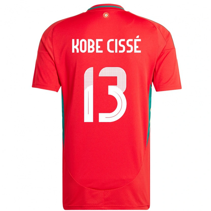 Danxen Hombre Camiseta Gales Prince Kobe Cissé #13 Rojo 1ª Equipación 24-26 La Camisa