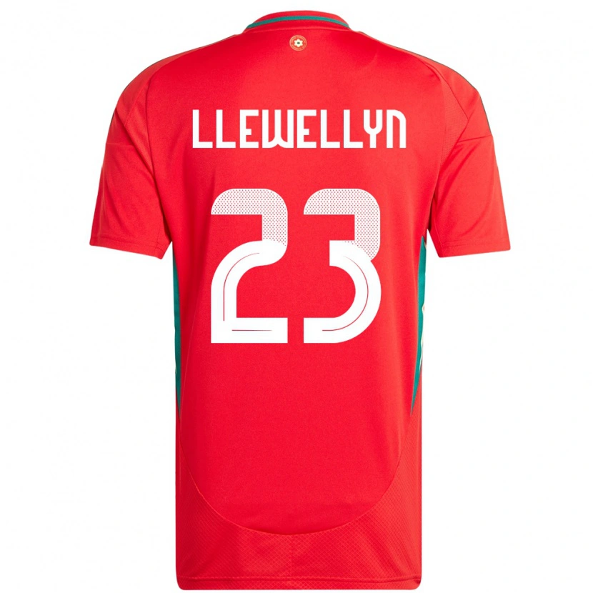 Danxen Hombre Camiseta Gales Ffion Llewellyn #23 Rojo 1ª Equipación 24-26 La Camisa