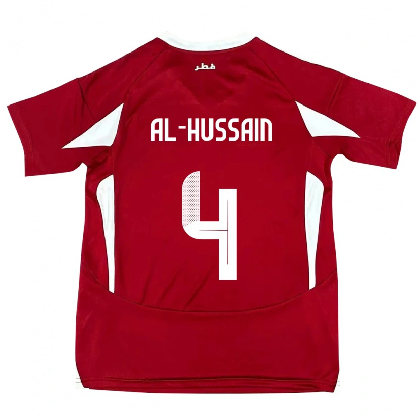 Danxen Hombre Camiseta Catar Al-Hashmi Al-Hussain #4 Rojo 1ª Equipación 24-26 La Camisa