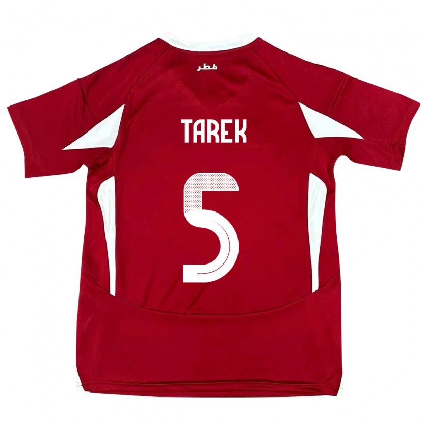 Danxen Hombre Camiseta Catar Tarek Salman #5 Rojo 1ª Equipación 24-26 La Camisa