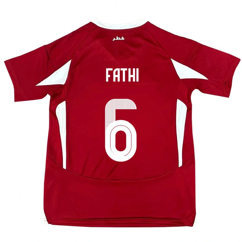 Danxen Hombre Camiseta Catar Ahmed Fathi #6 Rojo 1ª Equipación 24-26 La Camisa