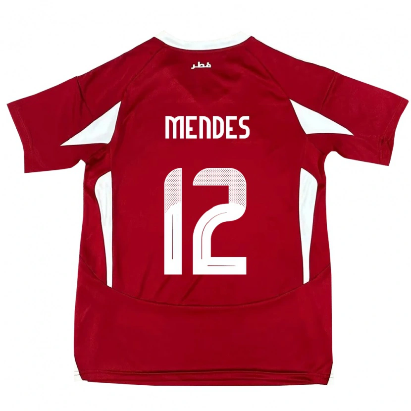 Danxen Hombre Camiseta Catar Lucas Mendes #12 Rojo 1ª Equipación 24-26 La Camisa