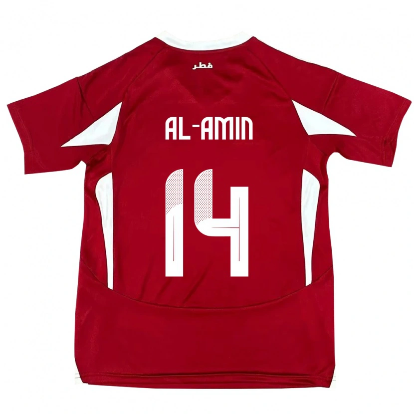 Danxen Hombre Camiseta Catar Homam Al-Amin #14 Rojo 1ª Equipación 24-26 La Camisa