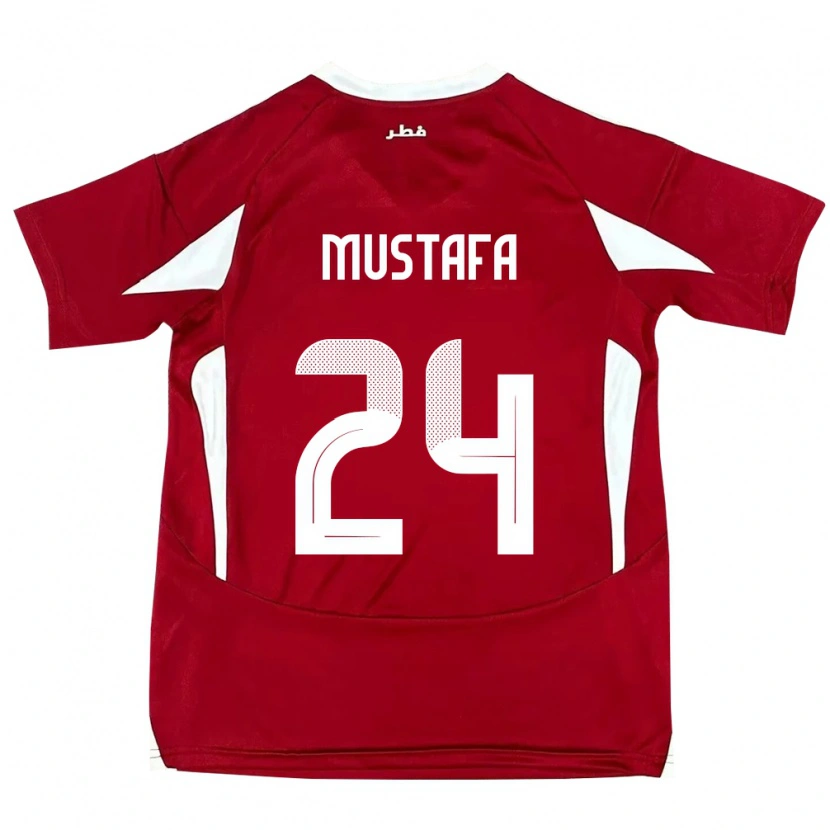 Danxen Hombre Camiseta Catar Mustafa Mashaal #24 Rojo 1ª Equipación 24-26 La Camisa