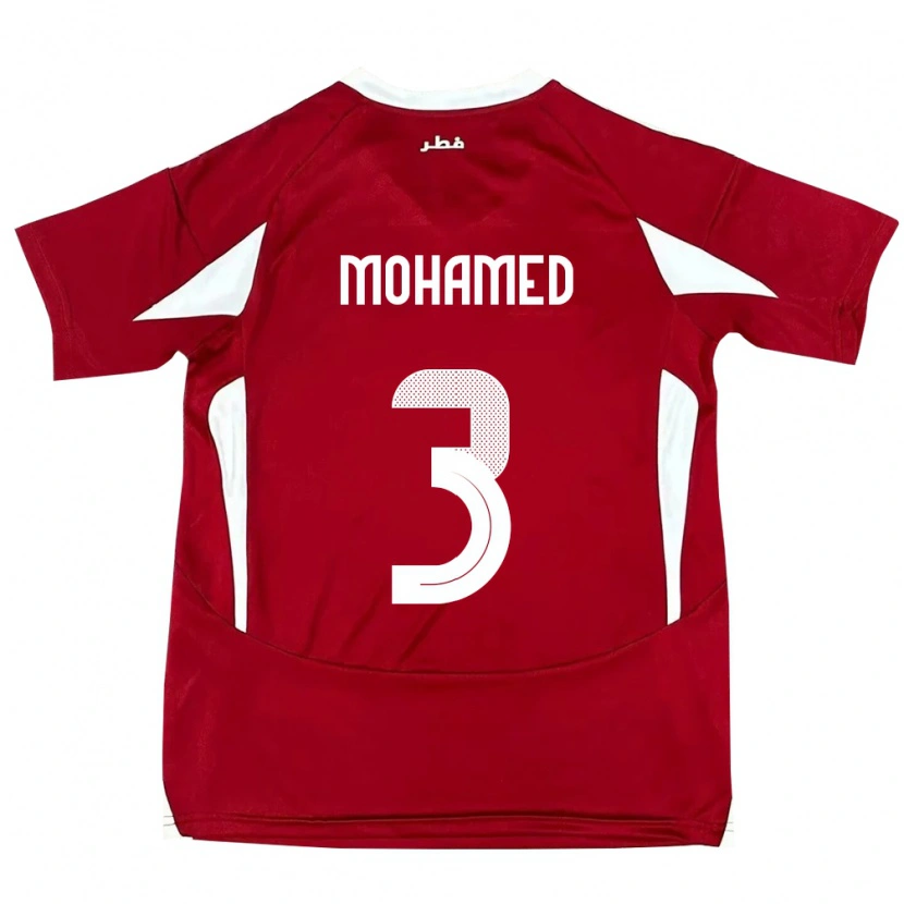 Danxen Hombre Camiseta Catar Motaman Mohamed #3 Rojo 1ª Equipación 24-26 La Camisa