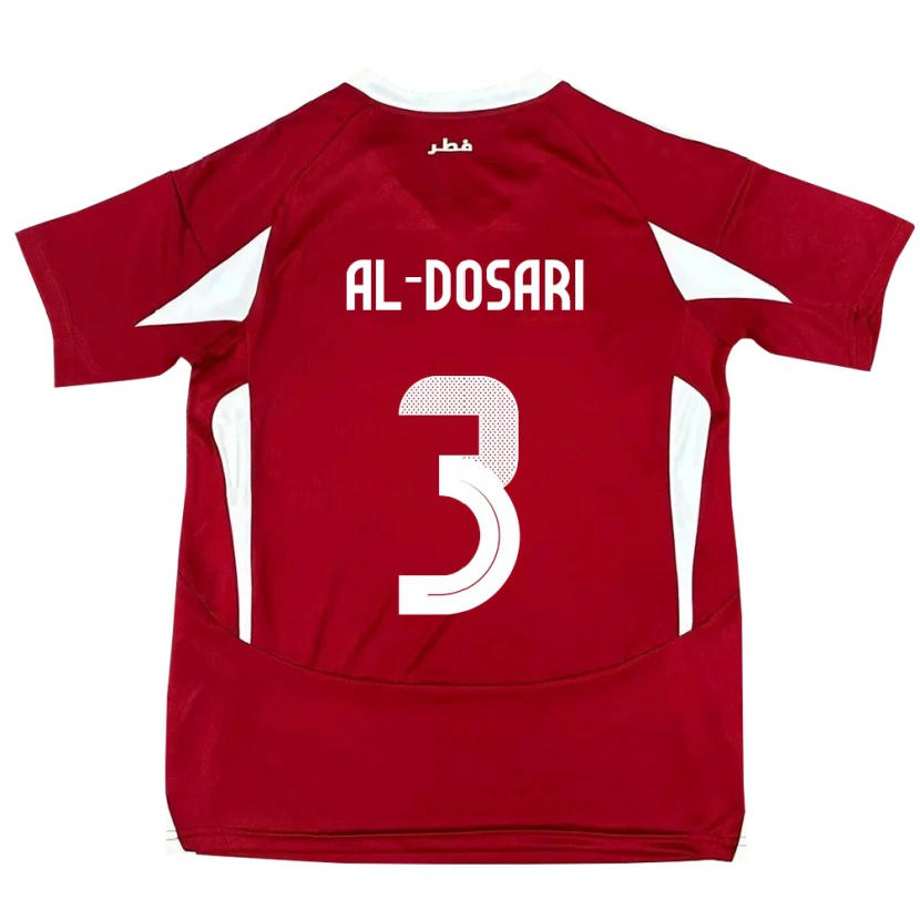 Danxen Hombre Camiseta Catar Dana Al Dosari #3 Rojo 1ª Equipación 24-26 La Camisa