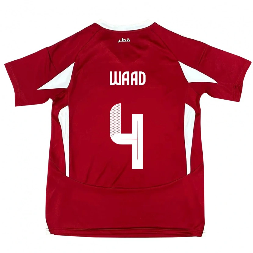 Danxen Hombre Camiseta Catar Mohammed Waad #4 Rojo 1ª Equipación 24-26 La Camisa