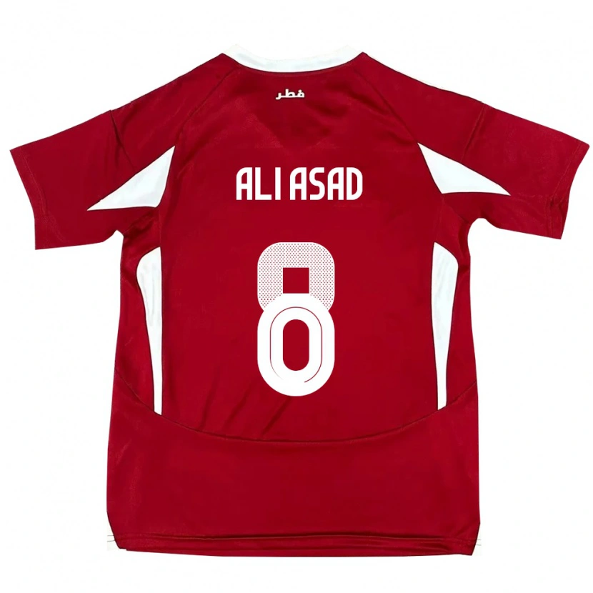 Danxen Hombre Camiseta Catar Ali Asad #8 Rojo 1ª Equipación 24-26 La Camisa