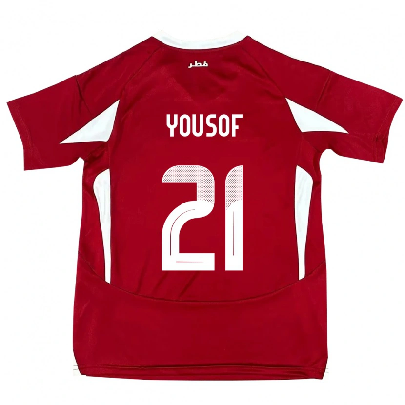 Danxen Hombre Camiseta Catar Yousof Hassan #21 Rojo 1ª Equipación 24-26 La Camisa