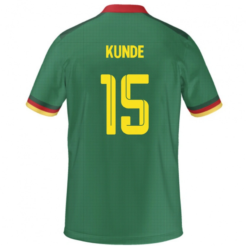 Danxen Hombre Camiseta Camerún Pierre Kunde #15 Verde 1ª Equipación 24-26 La Camisa