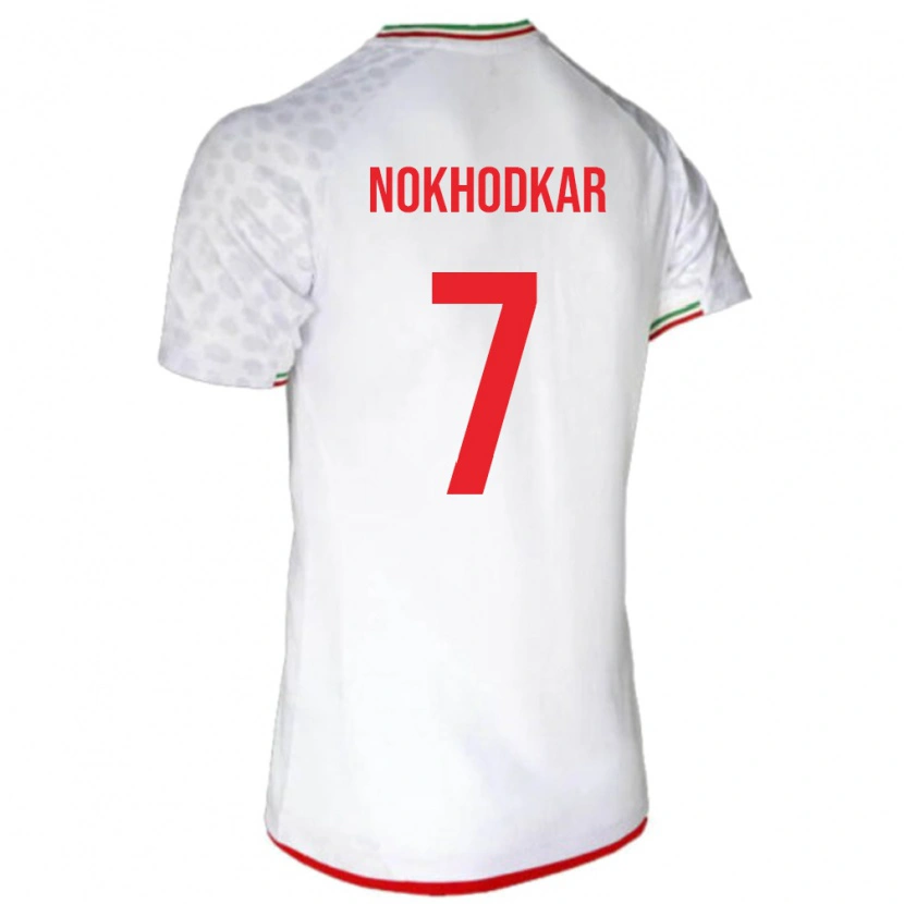 Danxen Hombre Camiseta Irán Hossein Nokhodkar #7 Blanco 1ª Equipación 24-26 La Camisa