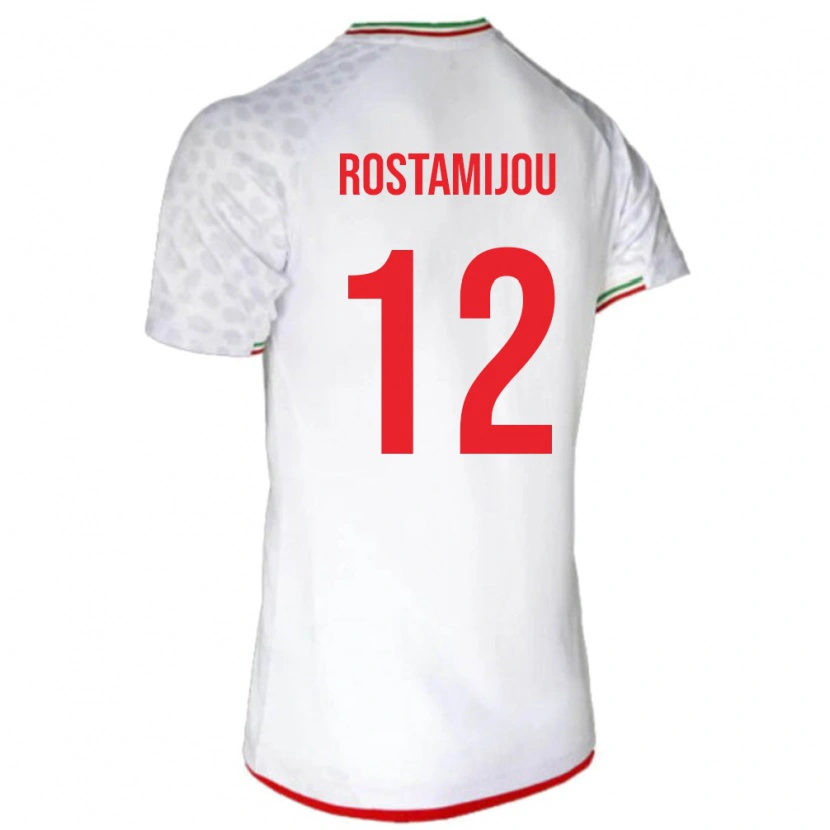 Danxen Hombre Camiseta Irán Alireza Rostamijou #12 Blanco 1ª Equipación 24-26 La Camisa