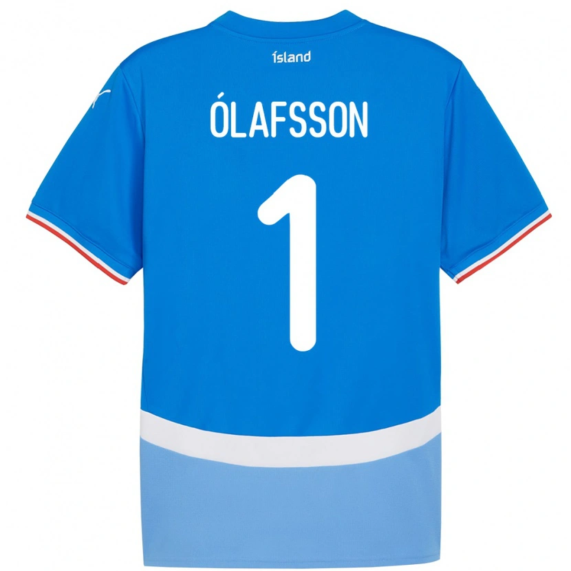 Danxen Hombre Camiseta Islandia Elías Ólafsson #1 Azul 1ª Equipación 24-26 La Camisa