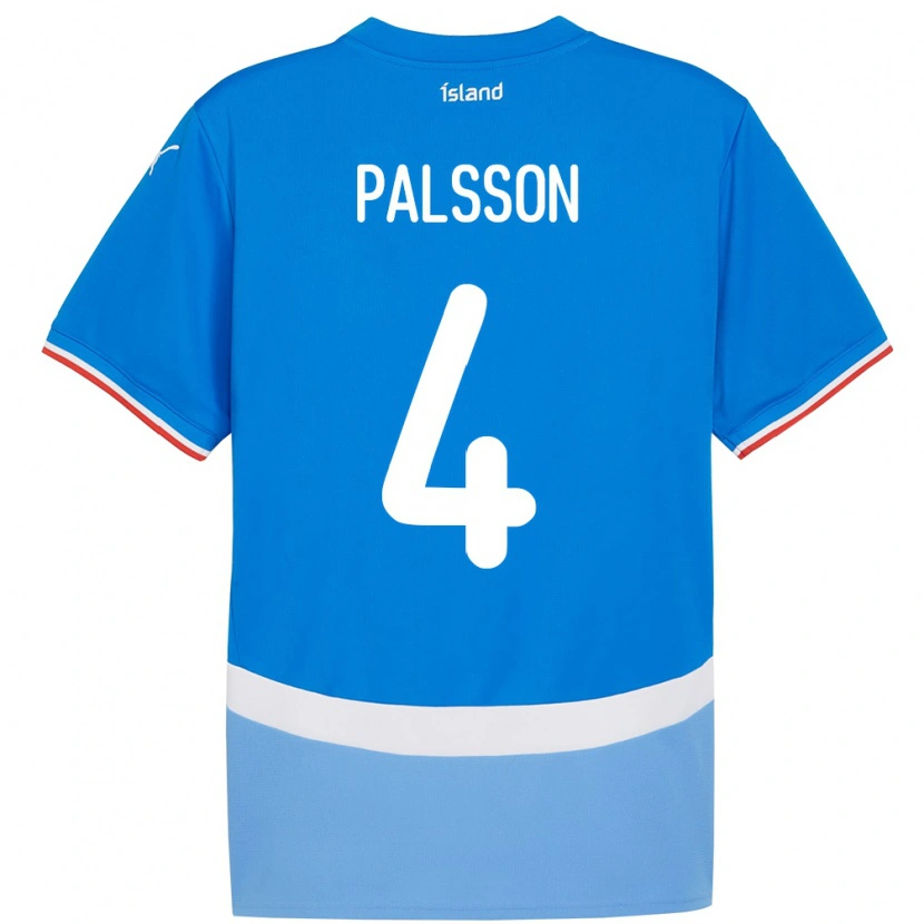 Danxen Hombre Camiseta Islandia Victor Pálsson #4 Azul 1ª Equipación 24-26 La Camisa