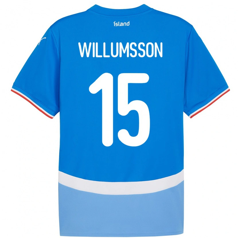 Danxen Hombre Camiseta Islandia Willum Thór Willumsson #15 Azul 1ª Equipación 24-26 La Camisa