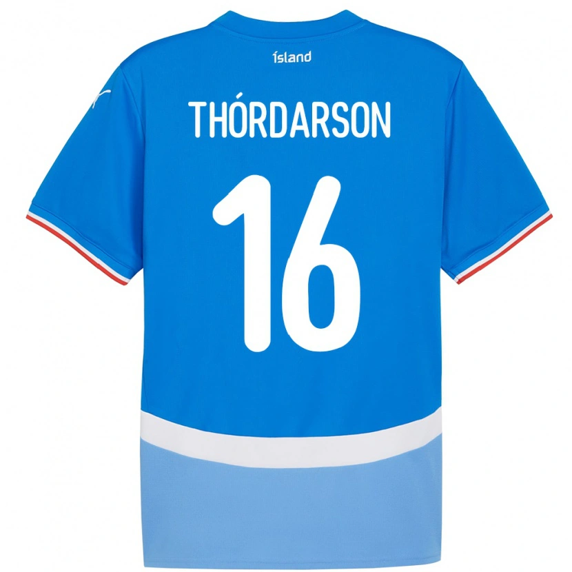 Danxen Hombre Camiseta Islandia Stefán Teitur Thórdarson #16 Azul 1ª Equipación 24-26 La Camisa