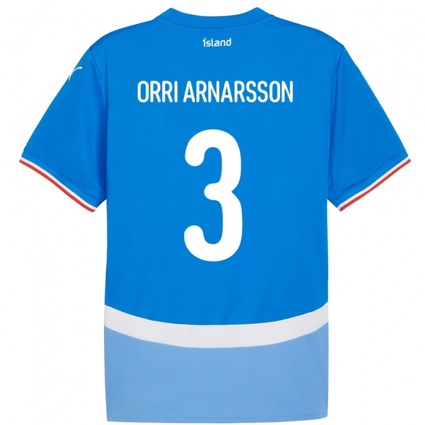 Danxen Hombre Camiseta Islandia Egill Orri Arnarsson #3 Azul 1ª Equipación 24-26 La Camisa