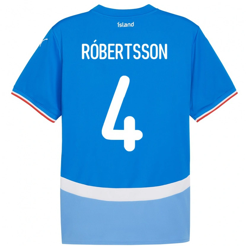 Danxen Hombre Camiseta Islandia Logi Hrafn Róbertsson #4 Azul 1ª Equipación 24-26 La Camisa