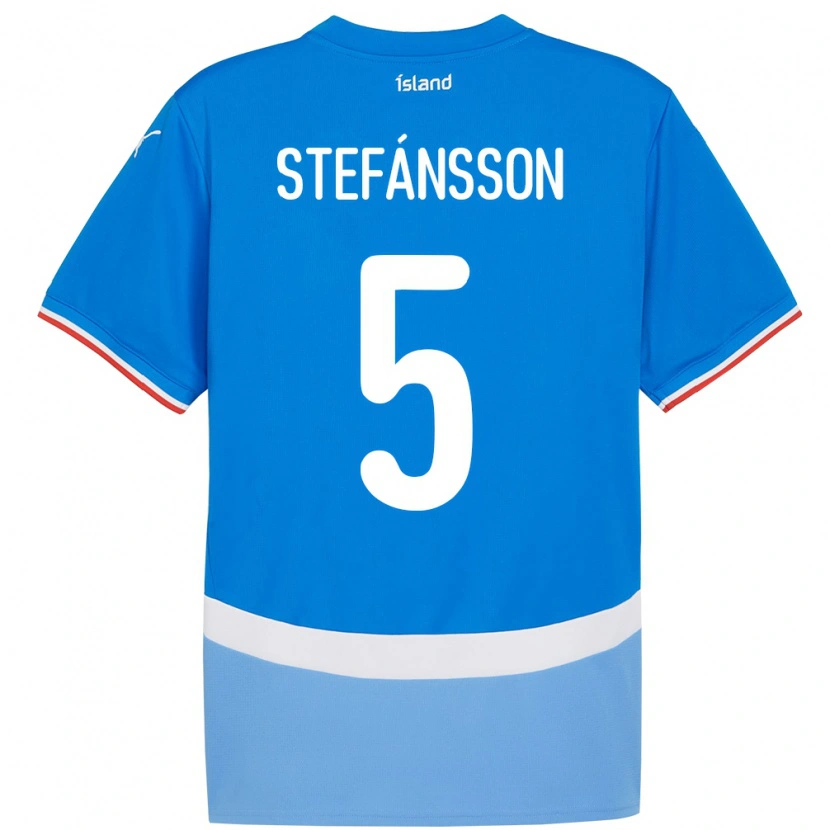 Danxen Hombre Camiseta Islandia Sölvi Stefánsson #5 Azul 1ª Equipación 24-26 La Camisa