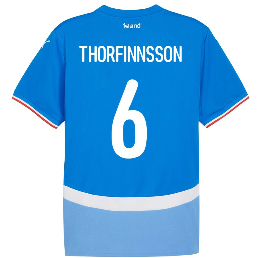Danxen Hombre Camiseta Islandia Mikael Máni Thorfinnsson #6 Azul 1ª Equipación 24-26 La Camisa
