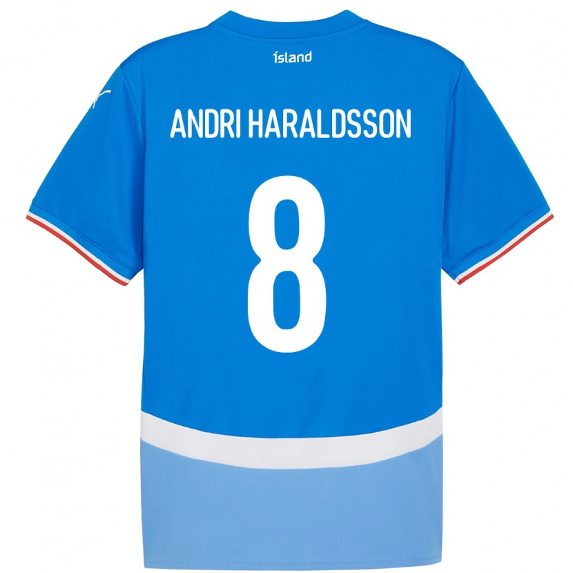 Danxen Hombre Camiseta Islandia Haukur Andri Haraldsson #8 Azul 1ª Equipación 24-26 La Camisa