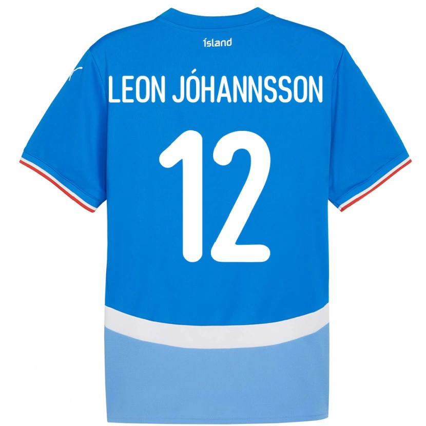 Danxen Hombre Camiseta Islandia Marten Leon Jóhannsson #12 Azul 1ª Equipación 24-26 La Camisa