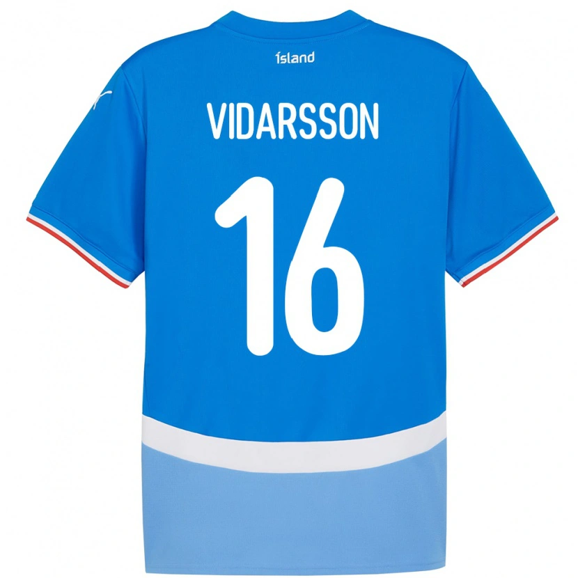 Danxen Hombre Camiseta Islandia Viktor Vidarsson #16 Azul 1ª Equipación 24-26 La Camisa