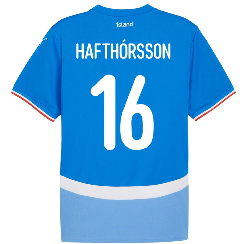 Danxen Hombre Camiseta Islandia Gestur Alexander Hafthórsson #16 Azul 1ª Equipación 24-26 La Camisa