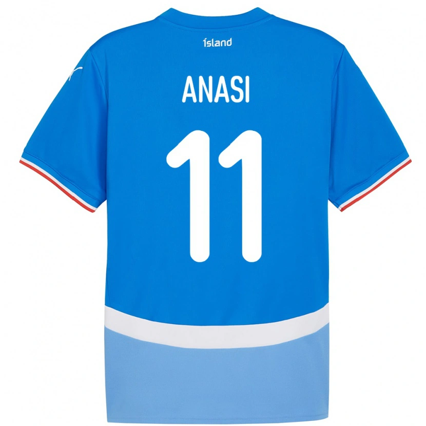 Danxen Hombre Camiseta Islandia Natasha Anasi #11 Azul 1ª Equipación 24-26 La Camisa