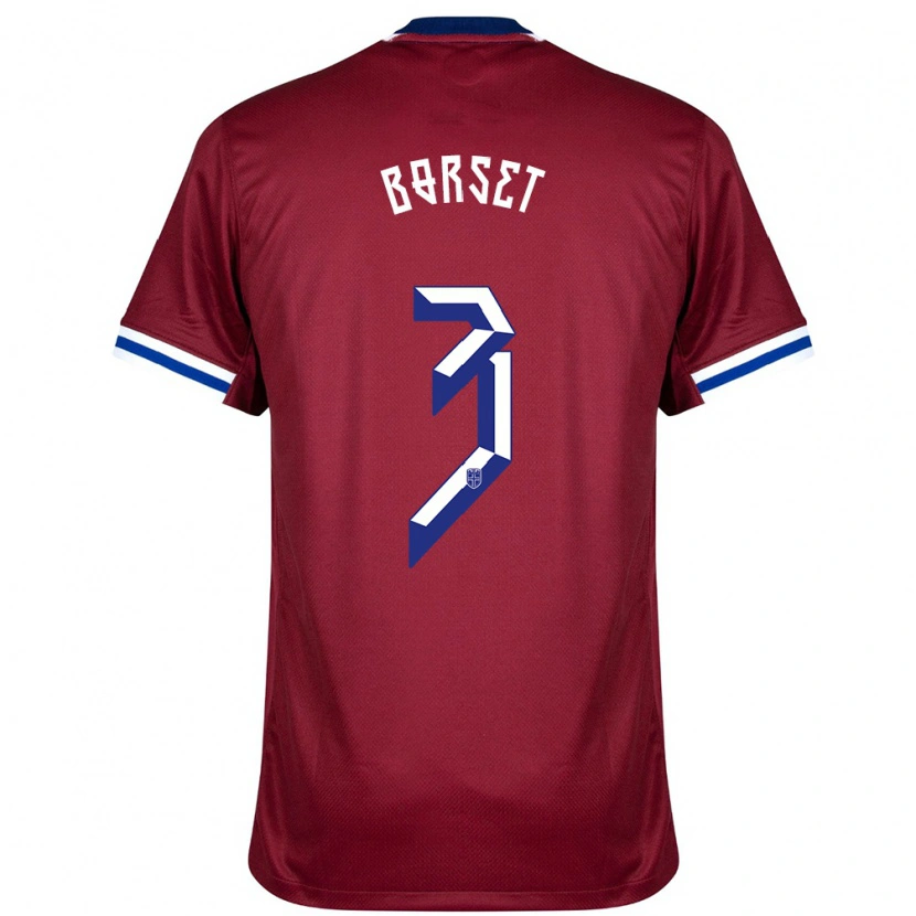 Danxen Hombre Camiseta Noruega Anders Børset #3 Rojo Azul Blanco 1ª Equipación 24-26 La Camisa