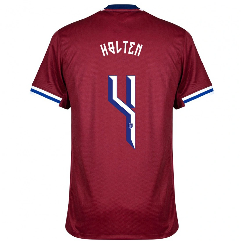 Danxen Hombre Camiseta Noruega Rasmus Holten #4 Rojo Azul Blanco 1ª Equipación 24-26 La Camisa