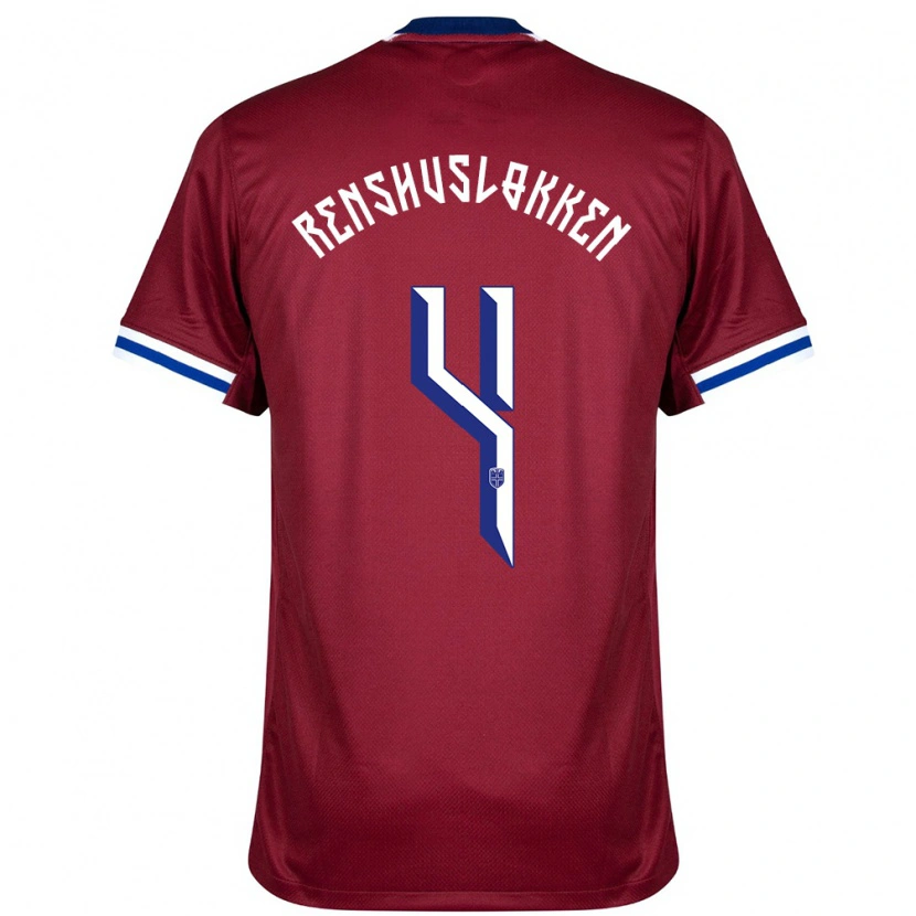 Danxen Hombre Camiseta Noruega Jesper Renshusløkken #4 Rojo Azul Blanco 1ª Equipación 24-26 La Camisa