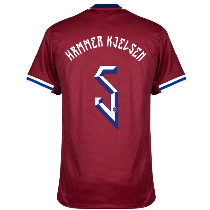 Danxen Hombre Camiseta Noruega Aleksander Hammer Kjelsen #5 Rojo Azul Blanco 1ª Equipación 24-26 La Camisa