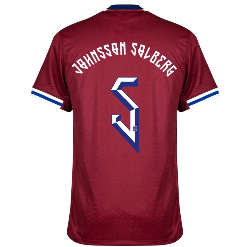 Danxen Hombre Camiseta Noruega Jesper Johnsson Solberg #5 Rojo Azul Blanco 1ª Equipación 24-26 La Camisa