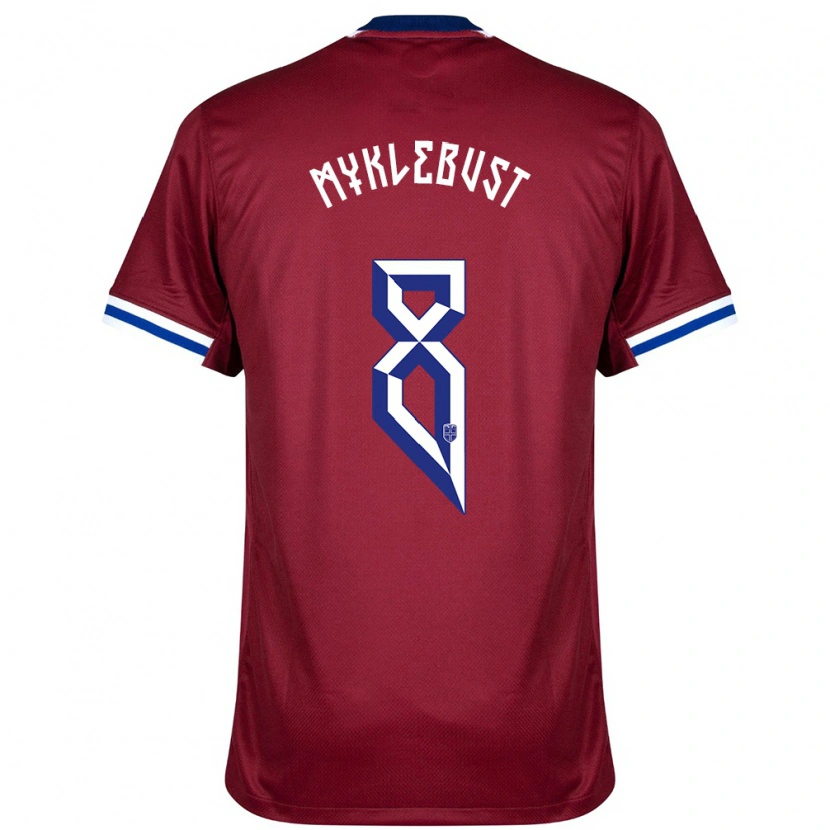 Danxen Hombre Camiseta Noruega Lucas Myklebust #8 Rojo Azul Blanco 1ª Equipación 24-26 La Camisa