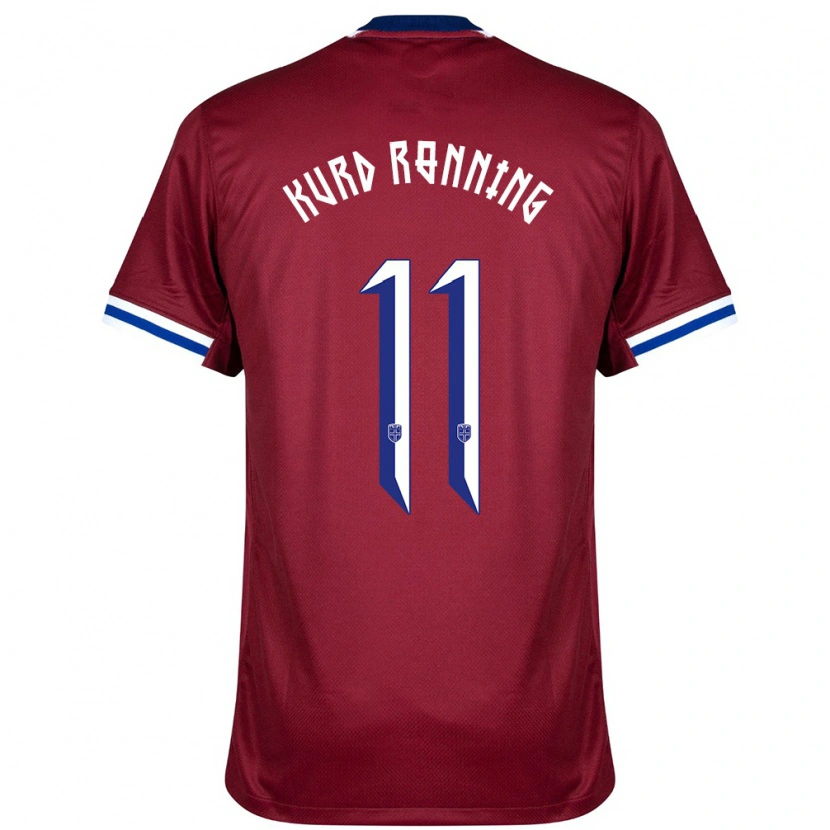 Danxen Hombre Camiseta Noruega Adrian Kurd Rønning #11 Rojo Azul Blanco 1ª Equipación 24-26 La Camisa