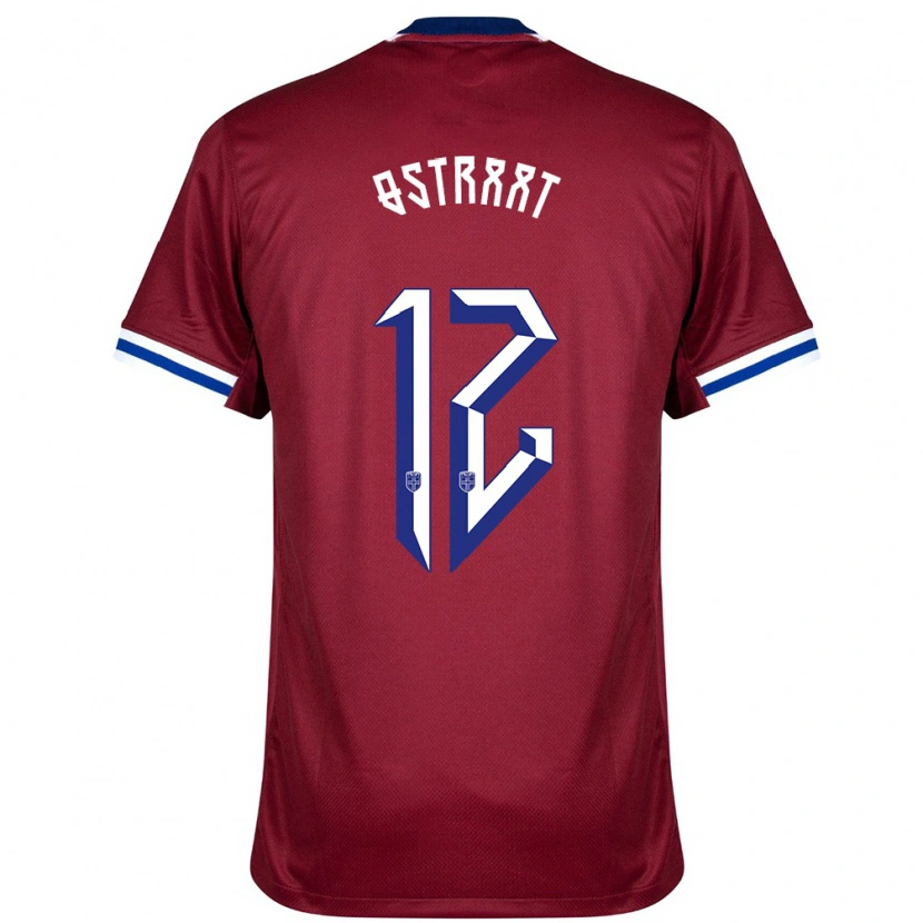 Danxen Hombre Camiseta Noruega Sander Østraat #12 Rojo Azul Blanco 1ª Equipación 24-26 La Camisa
