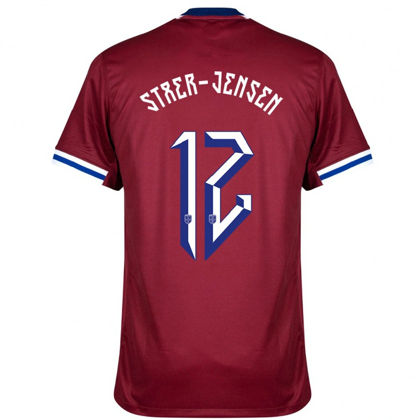 Danxen Hombre Camiseta Noruega Magnus Stær-Jensen #12 Rojo Azul Blanco 1ª Equipación 24-26 La Camisa