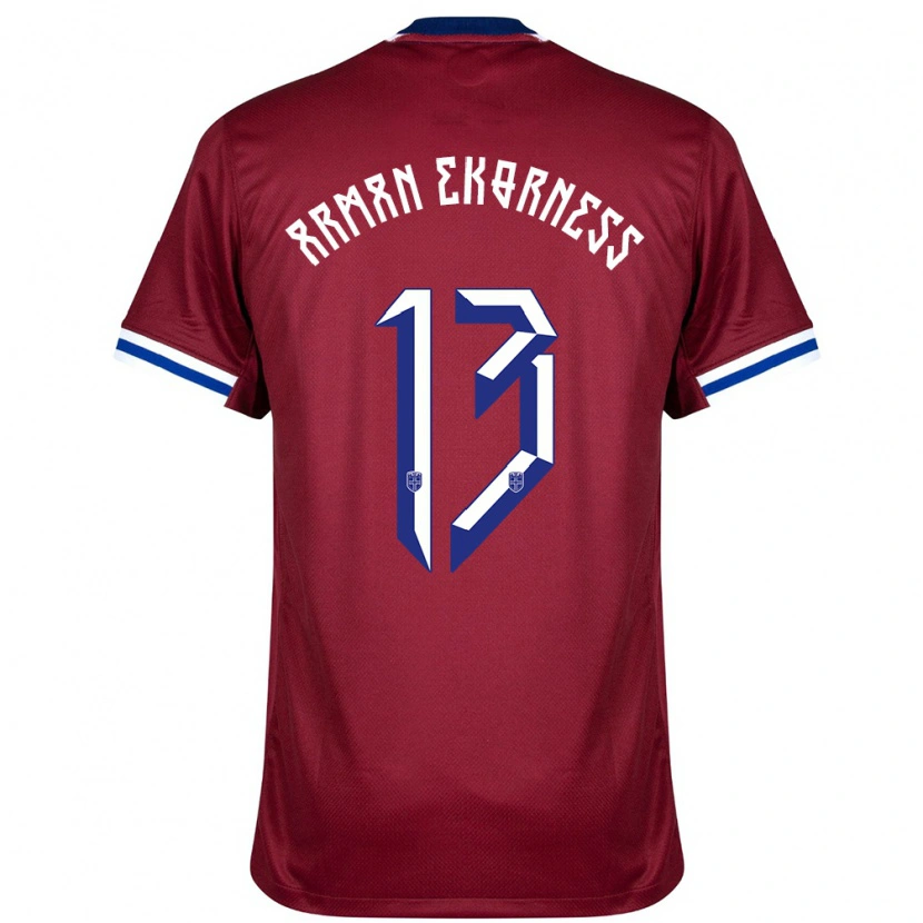 Danxen Hombre Camiseta Noruega Karsten Arman Ekorness #13 Rojo Azul Blanco 1ª Equipación 24-26 La Camisa