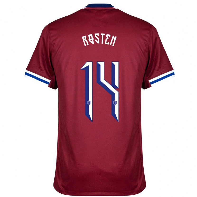 Danxen Hombre Camiseta Noruega Håkon Røsten #14 Rojo Azul Blanco 1ª Equipación 24-26 La Camisa
