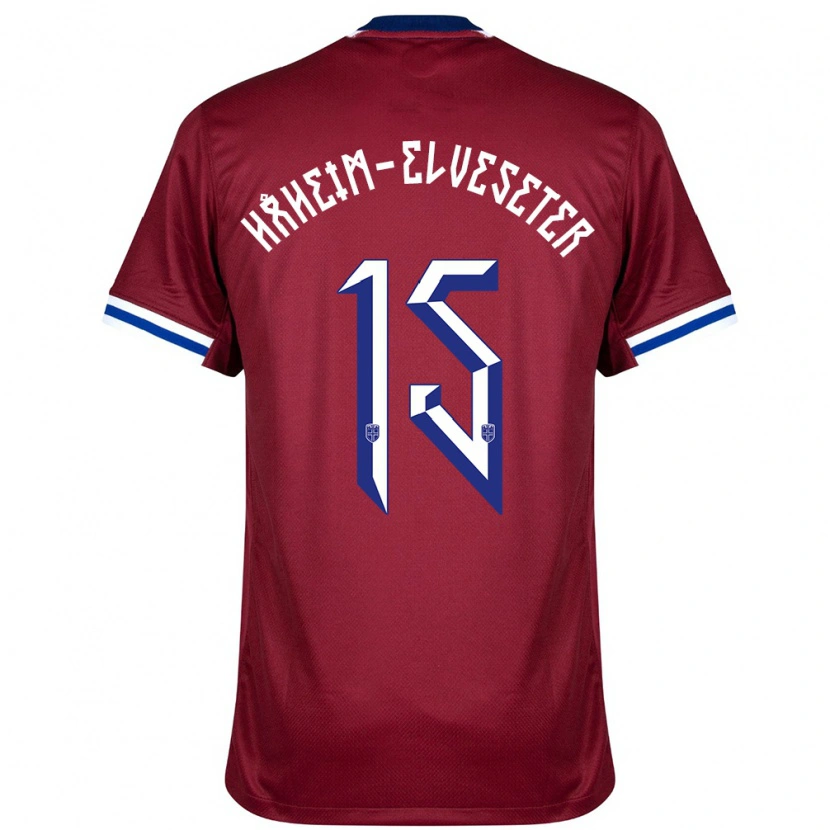 Danxen Hombre Camiseta Noruega Martin Håheim-Elveseter #15 Rojo Azul Blanco 1ª Equipación 24-26 La Camisa